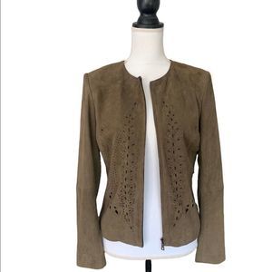 Women's vintage suede leather brown jacket
